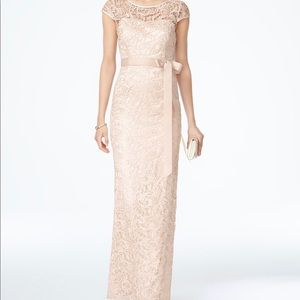 Adrianna Papell floral lace gown.